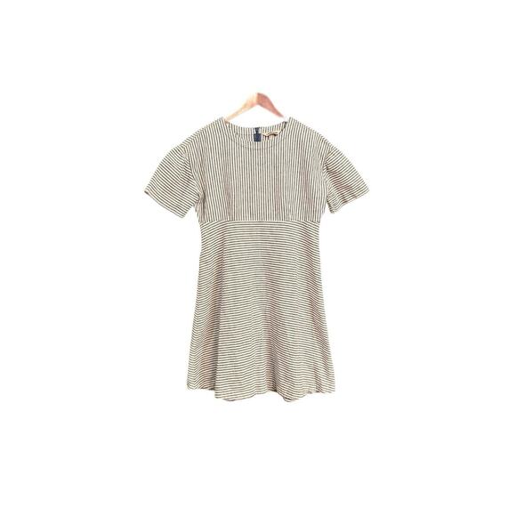 Lands’ End Casual Linen-Blend Dress Womens Size 8 Blue White Stripe Beachy Coast - Picture 1 of 6